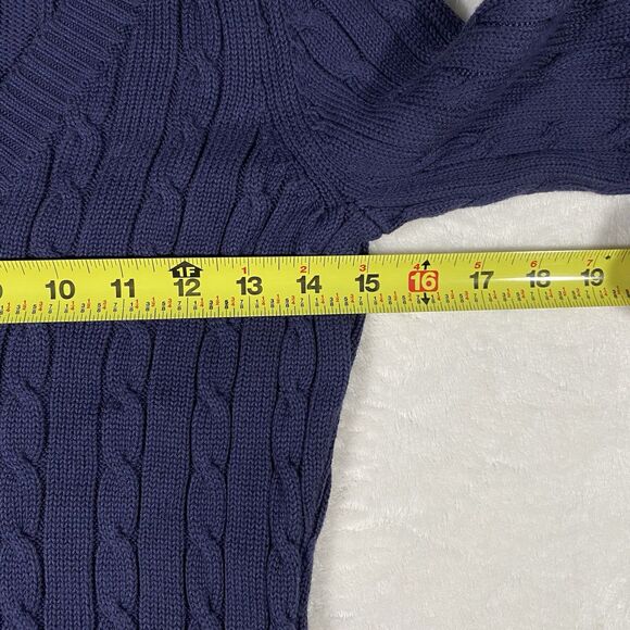 Old Navy Perfect Fit Cable-Knit Sweater V-Neck Blue Preppy Career Women's Sz M - Picture 8 of 8